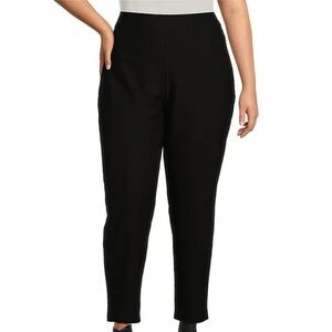 Eileen Fisher black stretch crepe slim leg elastic waist pull on ankle pants XL